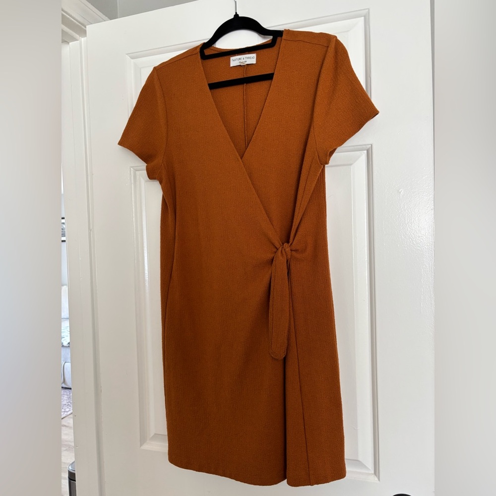 Madewell Rust Wrap Tie Mini Dress - Size M - NWOT - Picture 3 of 7